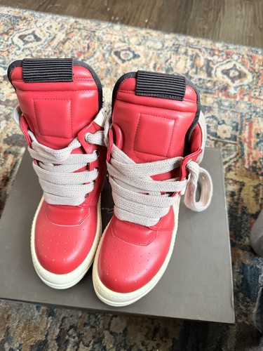 Rick owens red leather high - owens,